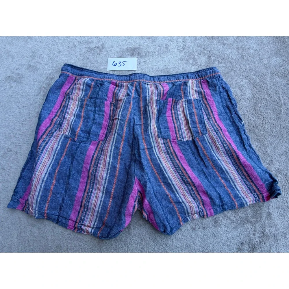 Juniper + Lime Shorts Womens XL Blue Pink Striped Drawstring Casual